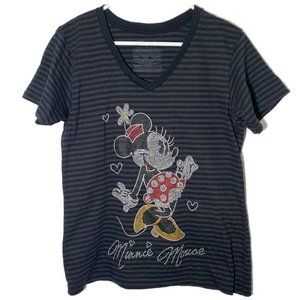 Disney Minnie Mouse Womens XL Black Stripe Shirt